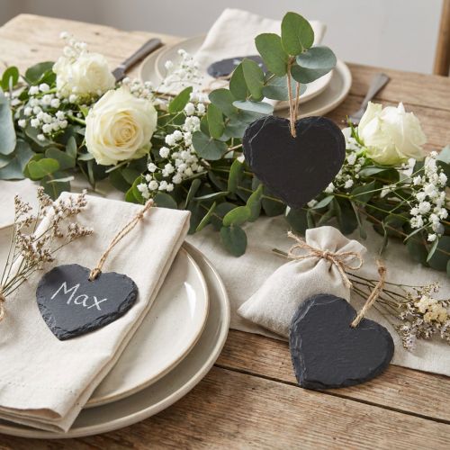 Pizarra corazón pequeño para colgar negro 7,5cm 6ud | Floristik24.es