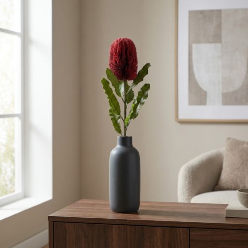 Artículo Flor Artificial Banksia Rojo Borgoña Artificial Exotics 64cm