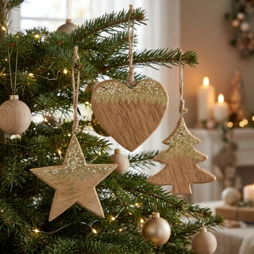 Decoración navideña estrella / corazón / árbol, colgante de madera, decoración de Adviento Al. 10/12,5 cm 3 piezas | Floristik24.es