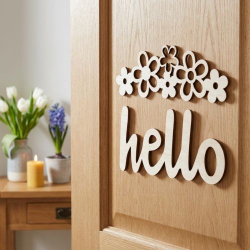 Flores decorativas de madera "Hello" Nature Deco Sign con imán 18/19,5 cm 6 uds. | Floristik24.es
