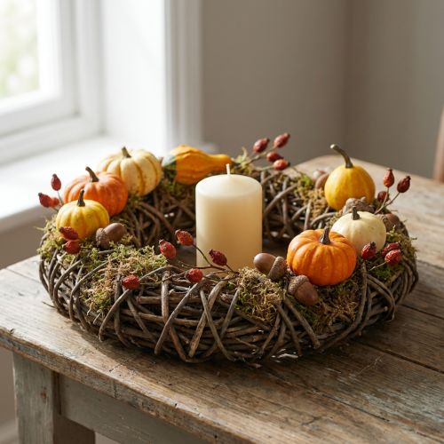 Corona de vid trenzada Ø40cm, corona decorativa natural para mesa y pared, rústica | Floristik24.es