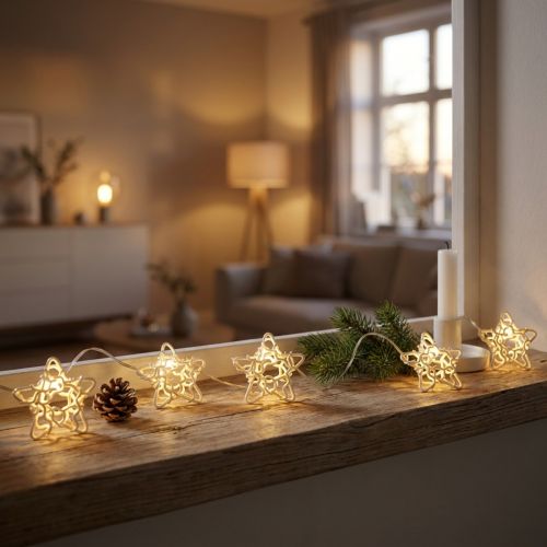 Cadena de luces LED estrellas micro temporizador LED interior blanco 1,90m | Floristik24.es