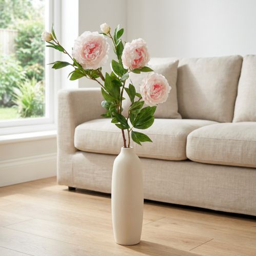 Flor de seda peonía artificial rosa claro, blanco 135cm | Floristik24.es