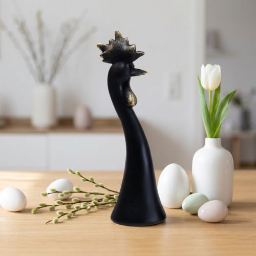 Decoración de Pascua decoración de pollo gallo oro negro Ø9cm H29cm | Floristik24.es