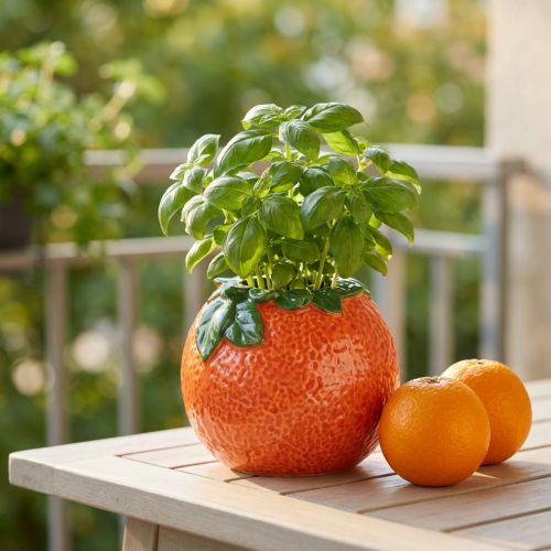 Jarrón decorativo mediterráneo naranja macetero de cerámica Ø9cm | Floristik24.es