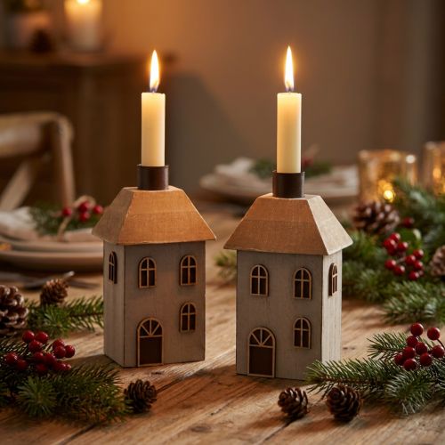 Candelabros navideños para velas cónicas, 14,5 cm, 2 unidades | Floristik24.es