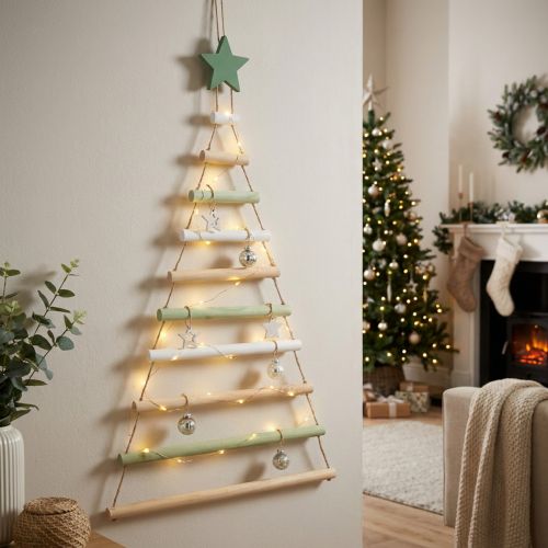 Decoración colgante Árbol de Navidad estrella madera Al. 59 cm | Floristik24.es