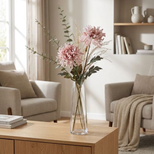 Crisantemos Artificiales Rosa Malva Ø13cm L72cm 2ud | Floristik24.es