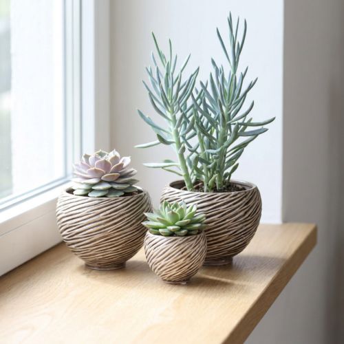 Cuenco decorativo de cerámica con espiral, color beige y marrón, Ø9 cm, 4 unidades | Floristik24.es