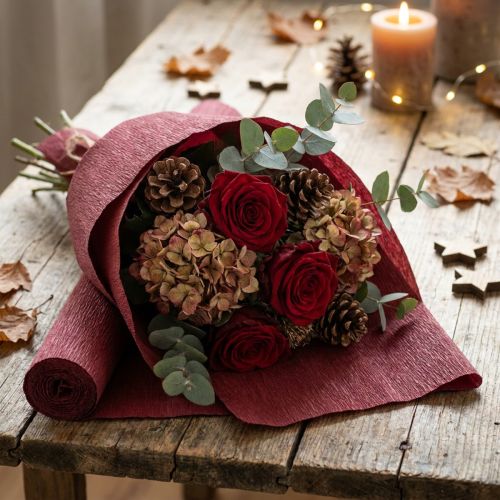 Floreria papel crepe Burdeos