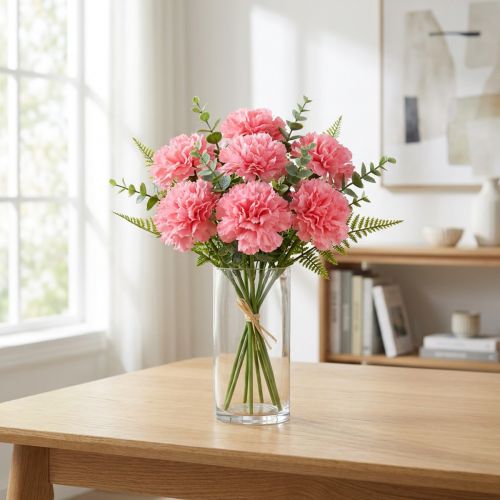 Clavel artificial Rosa 25 cm 7 piezas ¡Planta artificial como real! | Floristik24.es