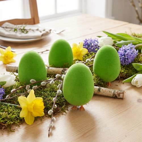 Huevo de Pascua decoración con patas Decoración de huevo de Pascua huevo verde H13cm 4 piezas | Floristik24.es