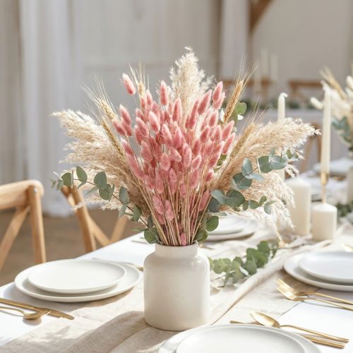 Hierba de cola de conejo (Lagurus) seca rosa claro, 60 cm, 50 g, decoración de flores secas, artificial, estilo bohemio, para bodas. | Floristik24.es