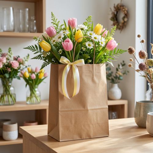 Bolsa de papel 23x12x30cm 50uds | Floristik24.es