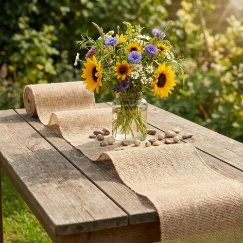 Cinta de yute natural, 15 cm de ancho, 40 m de largo. | Floristik24.es