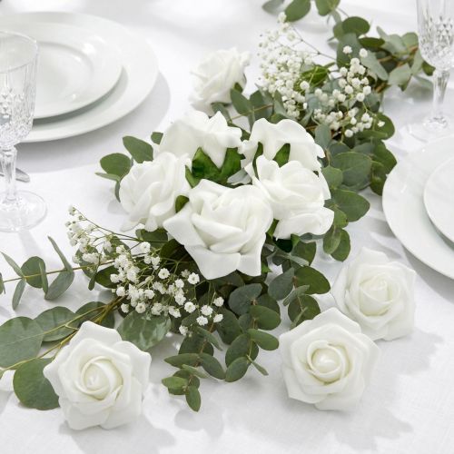 Rosa de foam Ø 3,5cm blanco 48 uds. | Floristik24.es