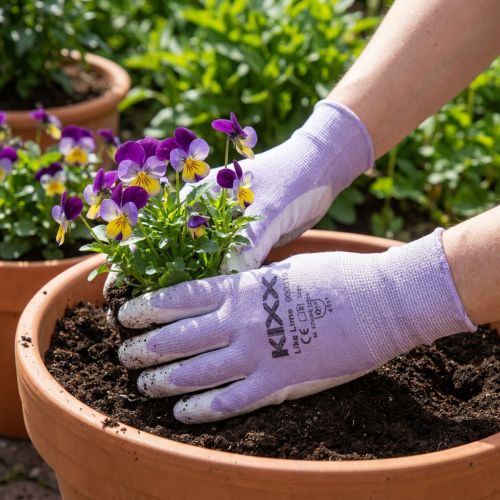 Kixx guantes de jardín blanco, lila talla 8 | Floristik24.es
