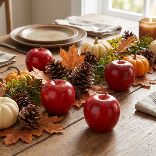 Manzanas decorativas artificiales, rojas y brillantes, 7,5 cm (juego de 6), decoración otoñal | Floristik24.es