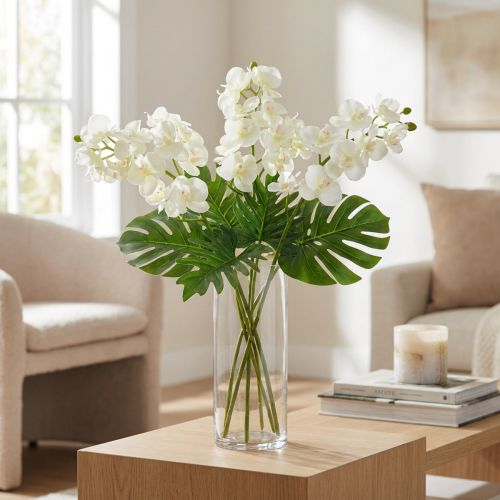 Orquídea Crema-Blanco L57cm 6 uds | Floristik24.es