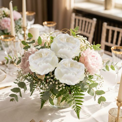 Flor de rosa blanca 17cm 4 piezas | Floristik24.es