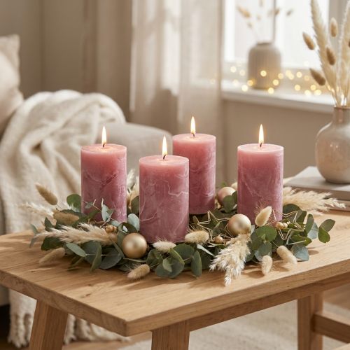 Velas lisas rosa viejo 60x100mm 4uds | Floristik24.es