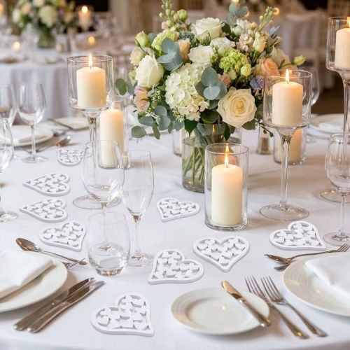 Decoración dispersa corazón blanco 5cm 40 piezas | Floristik24.es