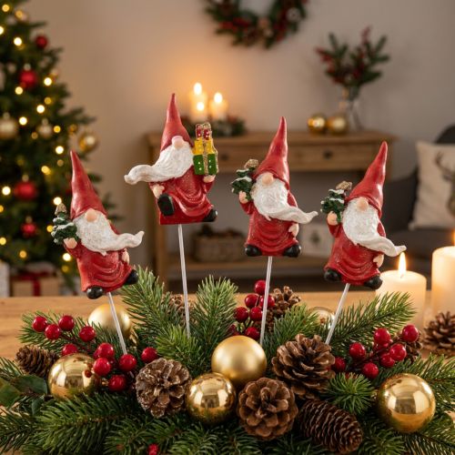 Gnomo navideño plug decorativo gnomo Papá Noel 7cm 4 piezas | Floristik24.es