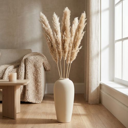 Decoración seca hierba de la pampa seca blanqueada 70-75cm 6 piezas | Floristik24.es