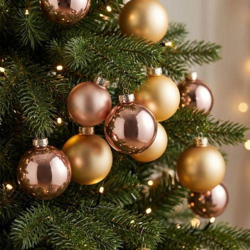 Bolas navideñas oro y rosa cristal auténtico Ø60mm 24 uds | Floristik24.es