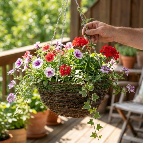 Cesta colgante cesta colgante marrón cesta de plantas vid musgo Ø31cm | Floristik24.es
