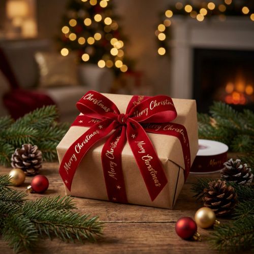 Cinta de regalo Cinta navideña Cinta de terciopelo rojo 25mm 20m | Floristik24.es
