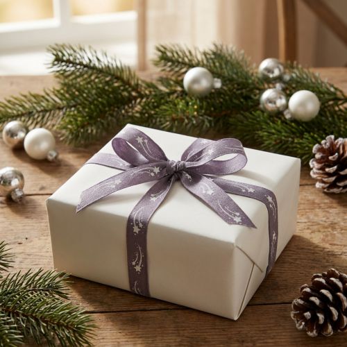 Cinta de regalo estrellas Cinta navideña cinta morada 15mm 20m | Floristik24.es