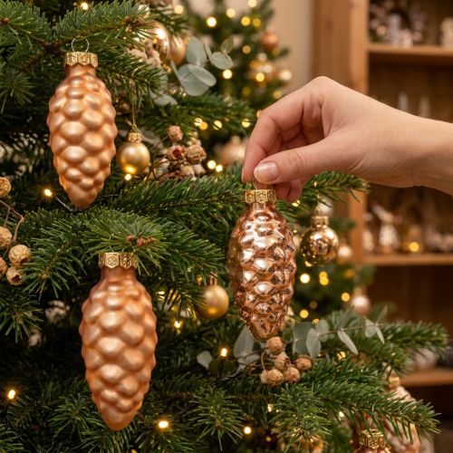 Conos navideños conos de vidrio decoración de vidrio albaricoque H6,5 cm 10 piezas | Floristik24.es