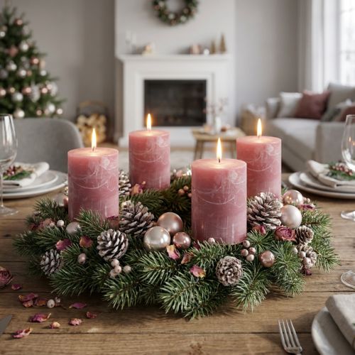 Velas de colores lisos rosa antiguo 60x80mm 4uds | Floristik24.es