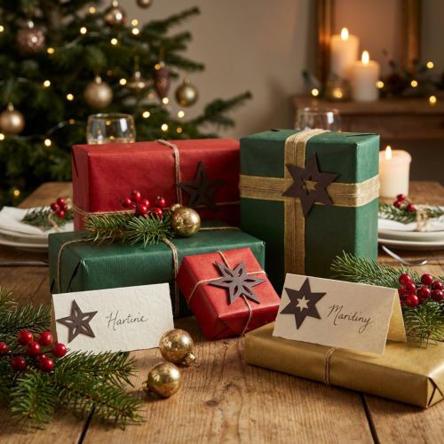 Estrellas de madera decorativas flores de pascua moradas autoadhesivas 4cm mezcla 36pcs | Floristik24.es