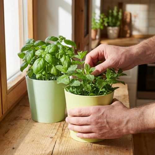 Macetero de papel, macetero, macetero azul/verde Ø15cm H13cm 4pcs | Floristik24.es