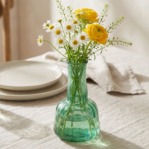 Mini florero de vidrio florero verde Ø8,5cm H15cm | Floristik24.es