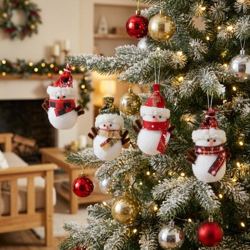 Adornos para árboles de Navidad muñeco de nieve con sombrero H9cm 4 piezas | Floristik24.es