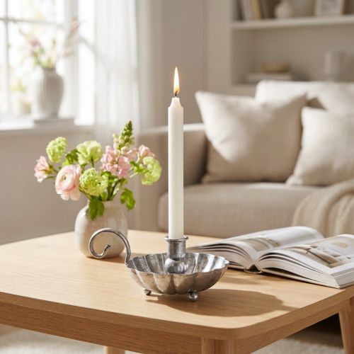 Candelero de plata con asa Al. 9,5 cm | Floristik24.es