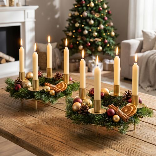 Vela anillo velas de barra portavelas oro Ø23cm H11cm 2pcs | Floristik24.es