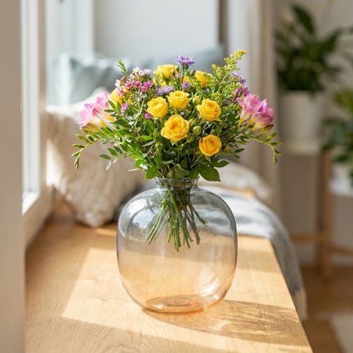 Jarrón de flores jarrón decorativo pequeño jarrón de cristal H9cm Ø8cm | Floristik24.es