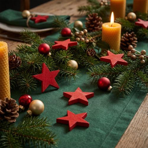 Decoración dispersa Estrellas navideñas estrellas rojas de madera Ø5,5cm 12ud | Floristik24.es