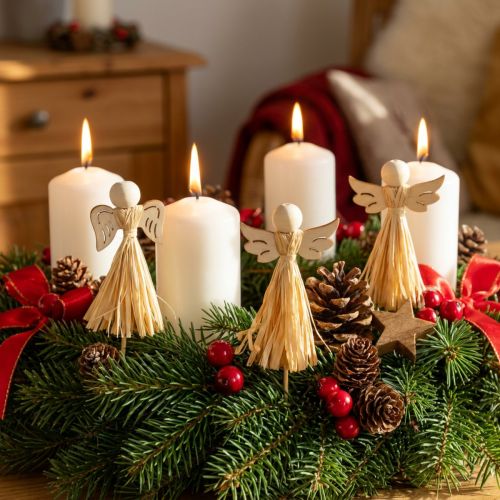 Tapones decorativos de flores ángel decoración de adviento 5×11cm 12 piezas | Floristik24.es