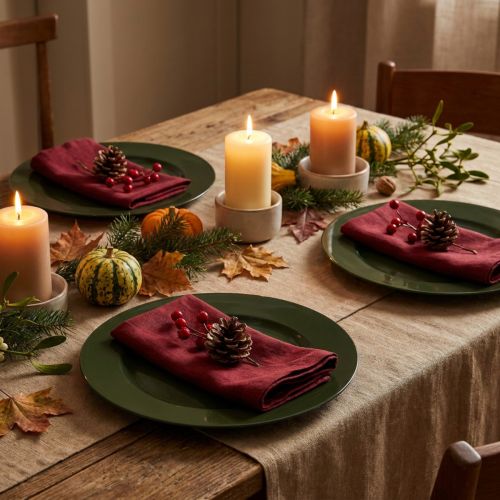 Elegante plato de plástico verde oscuro 28 cm 4ud | Floristik24.es