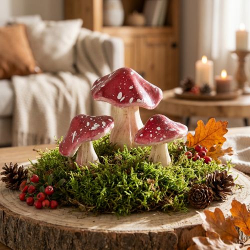 Artículo Setas decorativas agáricos de mosca artificiales rojos en alambre 5,5/8cm 12 piezas