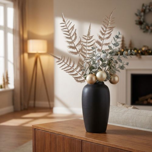 Helecho artificial decorativo champán metálico L85cm 2ud | Floristik24.es