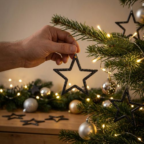 Estrellas navideñas negras brillantes de 4,5 cm para decoración de mesa, 120 unidades | Floristik24.es