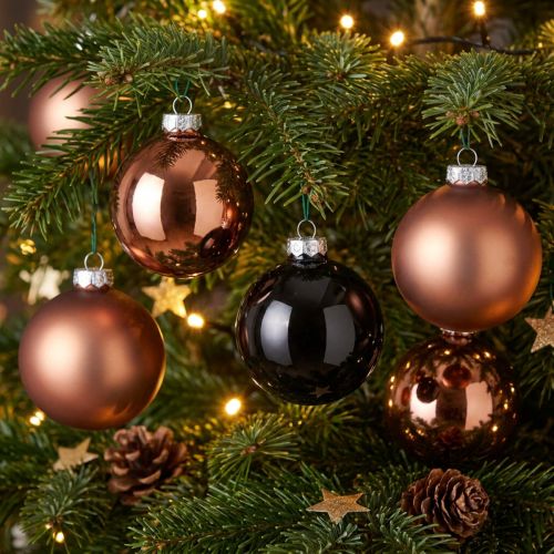 Bolas navideñas bolas de cristal plateadas albaricoque Ø6cm 24 piezas | Floristik24.es