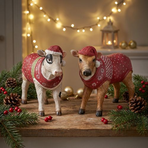 Decoración navideña de vaca