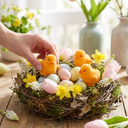 Pollitos de Pascua pequeños, amarillos y naranjas, 4,5 cm de alto, 18 piezas | Floristik24.es